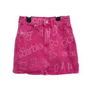 GAP Girls Size 10 Barbie Pink Denim Mini Skirt Y2K Back to School Kidcore Bright